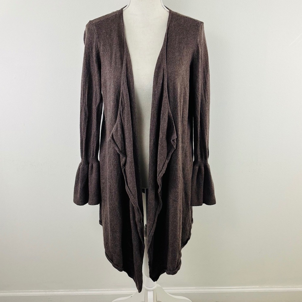 Moth Anthropologie Brown Draped Waterfall Bell‎ Sleeve Cashmere Blend Cardigan L